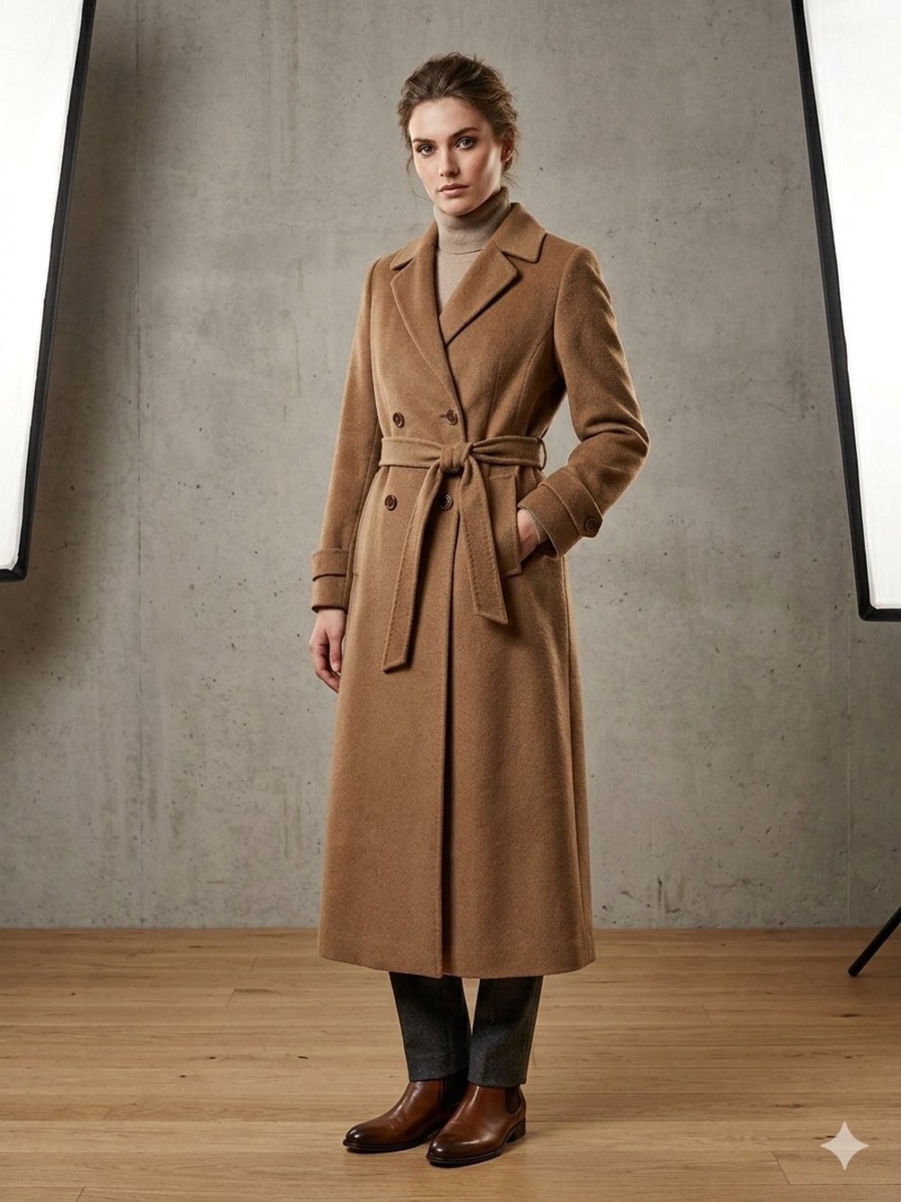 Vtg Angora Silk & Wool Trench Coat Camel Tan Vtg sz14 modern 10/M/L Aquascutum